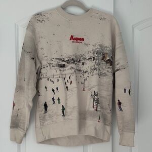 Abercrombie & Fitch Aspen Graphic Crewneck Sweater - Cream